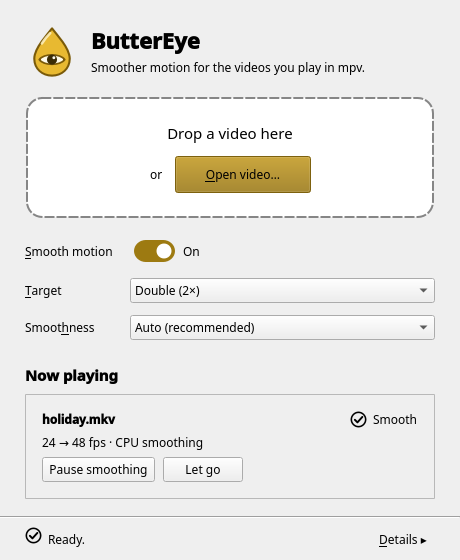 The default window, playing a video smoothly